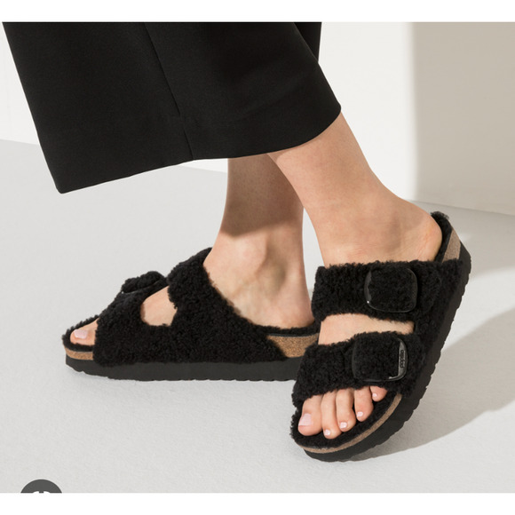 Papillio Arizona Teddy Shearling Birkenstock Sandals 37 N - Picture 1 of 5